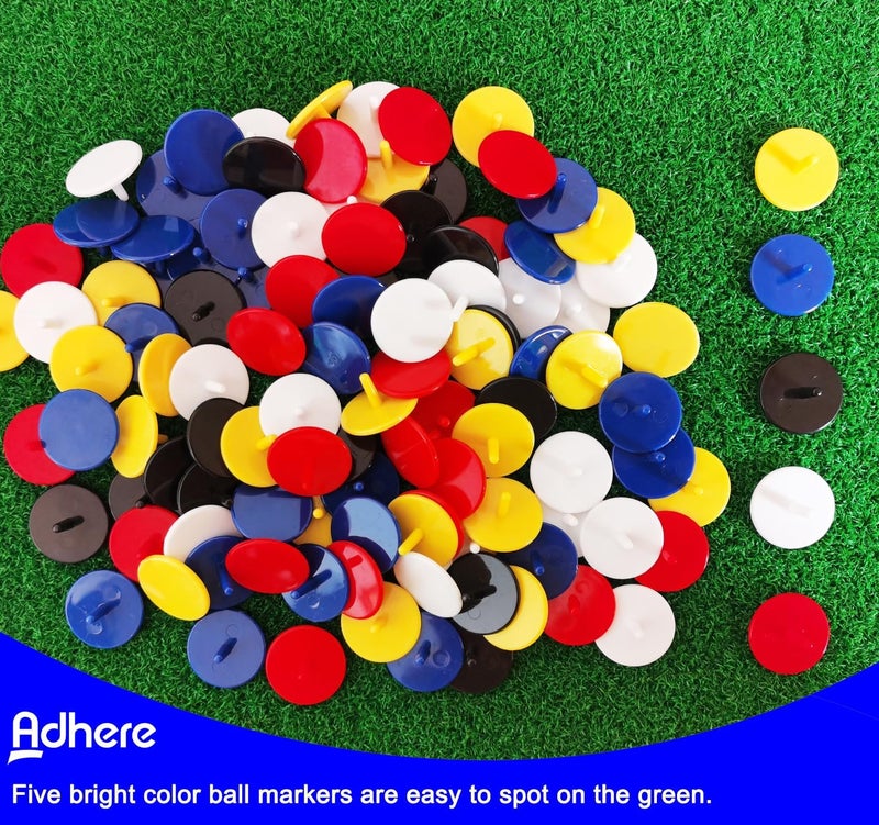 Adhere Golf Ball Markers 50 100 pcs Plastic Position Ball Marker Quarter Size 0.94 inch Flat Golf Ball Marker Mix Colour - Image 5
